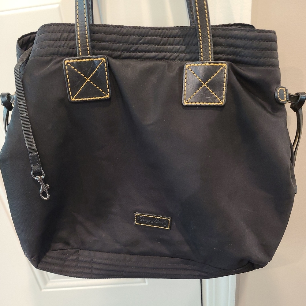 Dooney Bourke Large black Double Strap Nylon & Leather Shoulder Bag